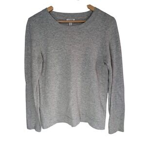 J.Crew Teddie Sweater Womens Small Heather Grey Cotton Wool Blend Crewneck